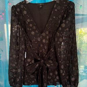 J Crew black and silver blouse.